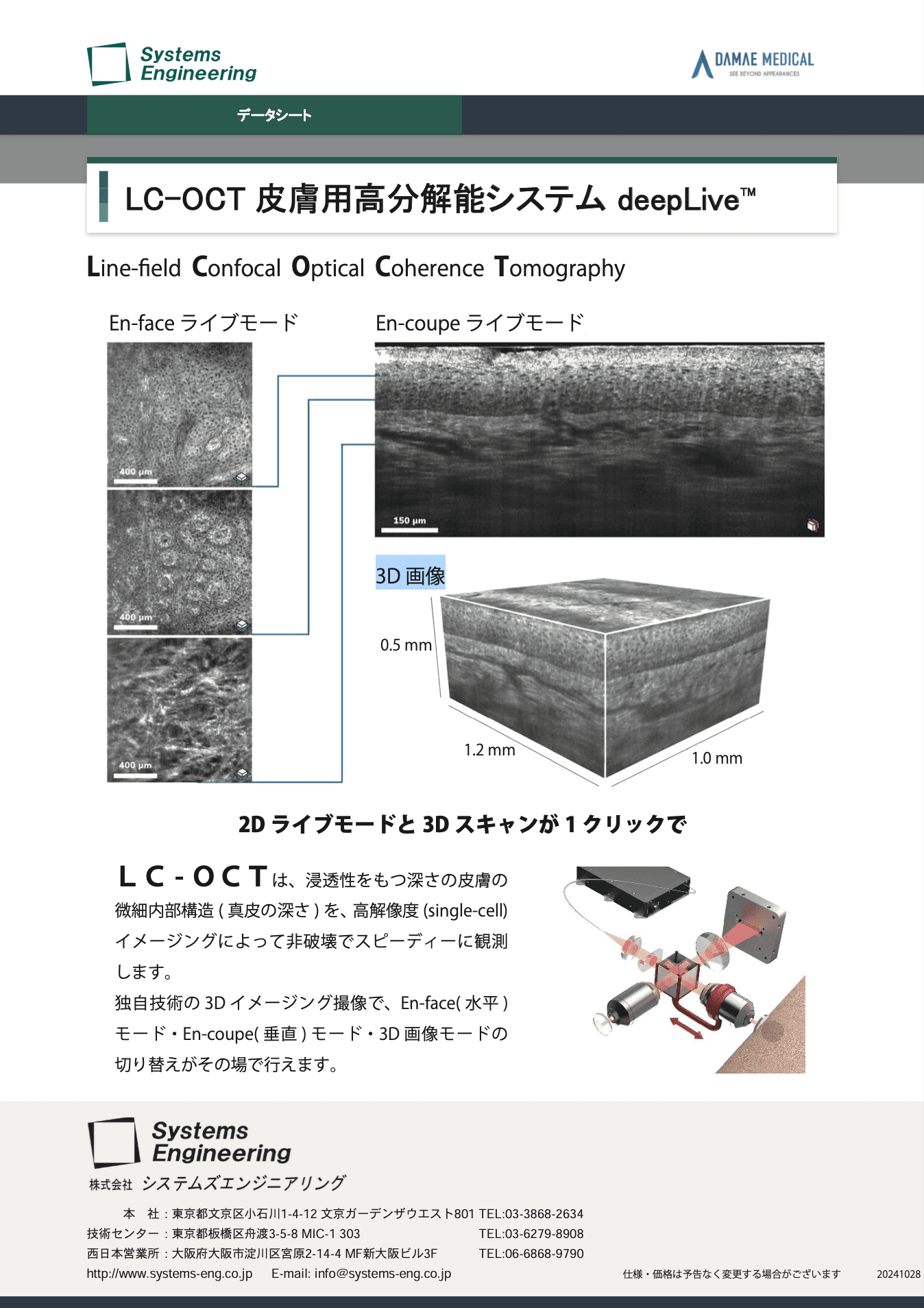 LC-OCT 皮膚用高分解能システム deepLive™